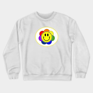 Rainbow Flower Smiley Face Crewneck Sweatshirt